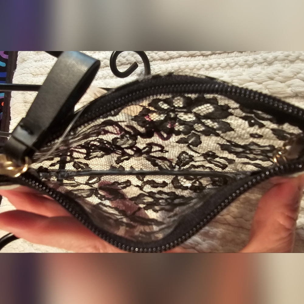 Victoria's Secret Black Lace Wristlet with Pink Logo - Picture 7 of 8